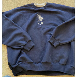 90s Vintage Womens XL Navy Blue Sweater Crew Neck Sweatshirt